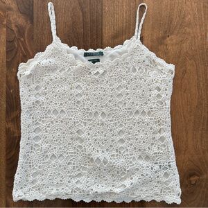 Lauren Ralph Lauren Women’s Size Medium Hand Knit Crochet White Top